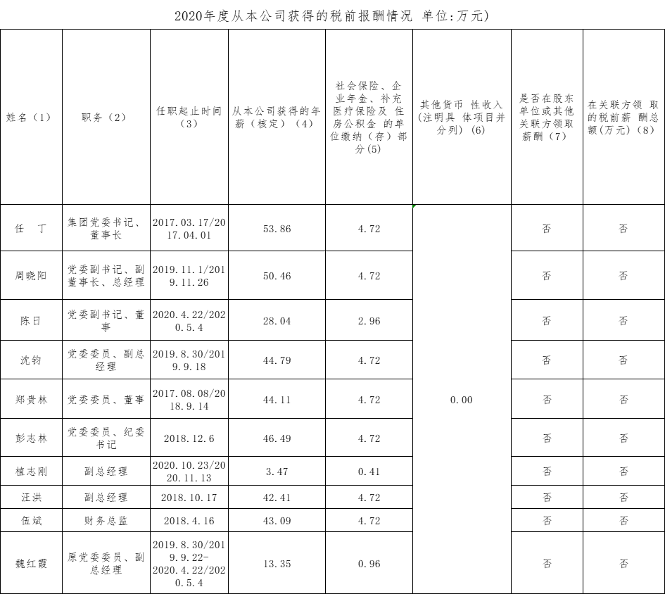 202112141751243511 2020年度从本公司获得的税前报答情况